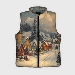 Женский жилет Новогодние зимние домики, цвет: 3D-светло-серый