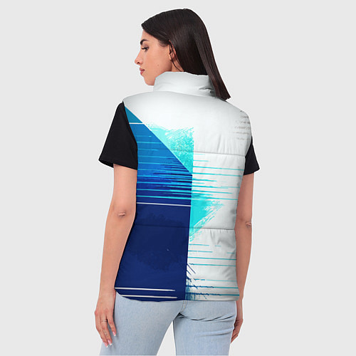 Женский жилет Горизонтальные полосы на сине-белом фоне / 3D-Черный – фото 4