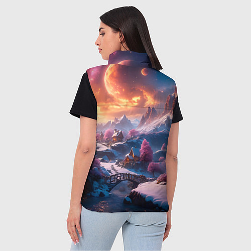 Женский жилет Fantasy river village / 3D-Красный – фото 4