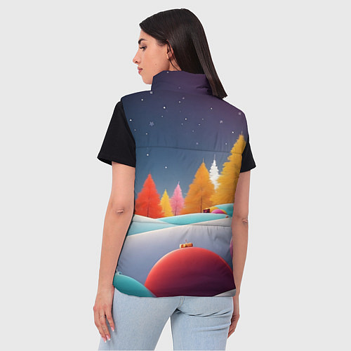 Женский жилет Яркие новогодние елки / 3D-Красный – фото 4