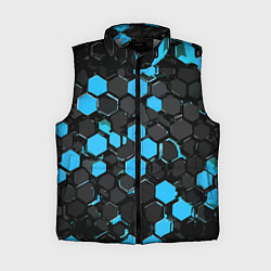 Женский жилет Сине-серые шестиугольники на чёрном фоне
