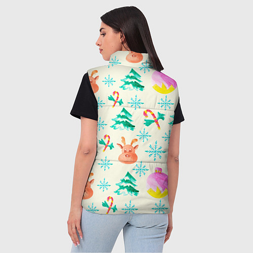 Женский жилет Зимний новогодний узор / 3D-Светло-серый – фото 4