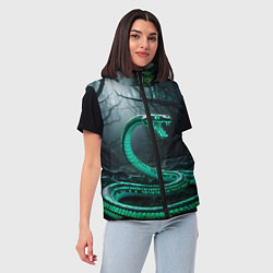 Женский жилет Змея в неоновом лесу, цвет: 3D-черный — фото 2