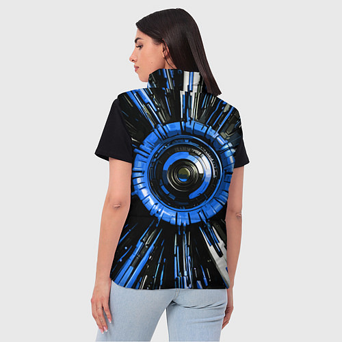 Женский жилет Чёрно-синяя сфера киберпанк / 3D-Черный – фото 4