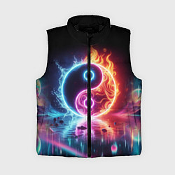 Женский жилет Инь янь - неоновый космос, цвет: 3D-черный