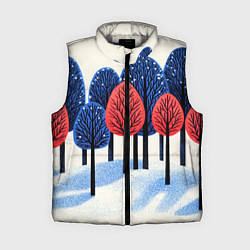 Женский жилет Красно-синие елки, цвет: 3D-светло-серый