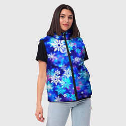 Женский жилет Яркие узоры снежинок, цвет: 3D-черный — фото 2