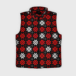 Женский жилет Red and white stars on a black background, цвет: 3D-красный