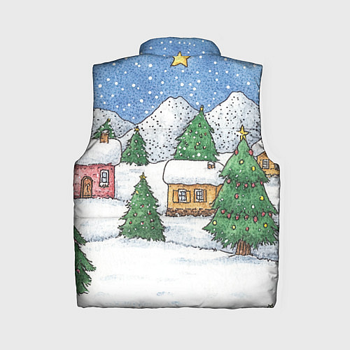Женский жилет Домики и елки - новый год / 3D-Светло-серый – фото 2