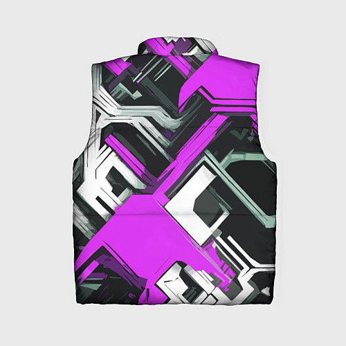 Женский жилет Бело-фиолетовый техно паттерн на чёрном фоне / 3D-Светло-серый – фото 2
