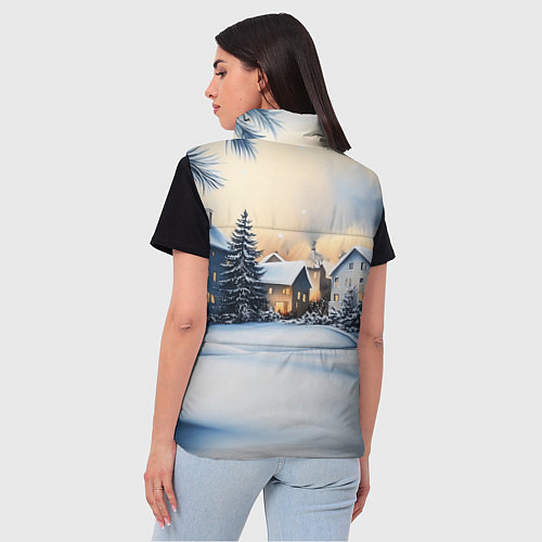 Женский жилет Зимний снежный двор / 3D-Светло-серый – фото 4