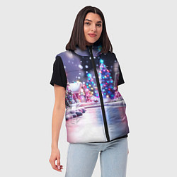 Женский жилет Новогоднее настроение фонариков, цвет: 3D-красный — фото 2