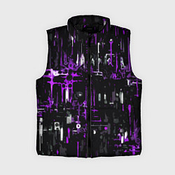 Женский жилет Бело-фиолетовая тревожная абстракция на чёрном фон, цвет: 3D-черный