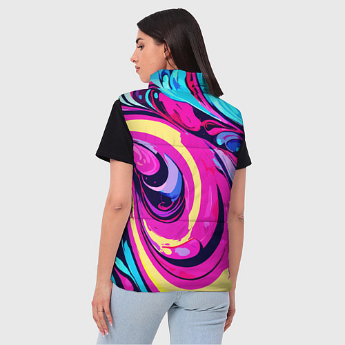 Женский жилет Сине-розовый узор / 3D-Красный – фото 4