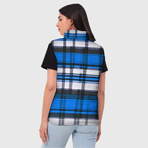 Женский жилет Сине-белая ткань в клетку / 3D-Черный – фото 4