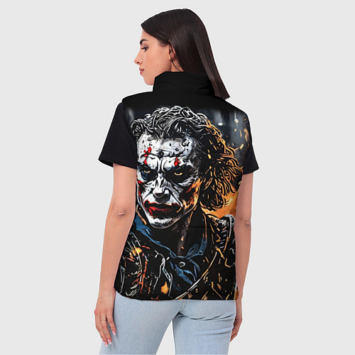 Женский жилет Джокер на фоне огня / 3D-Черный – фото 4