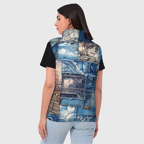 Женский жилет Пэчворк с мотивами аниме / 3D-Черный – фото 4