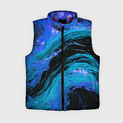 Женский жилет Синие брызги на чёрном фоне
