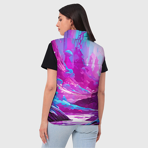 Женский жилет Фиолетовая кислотная абстракция / 3D-Черный – фото 4