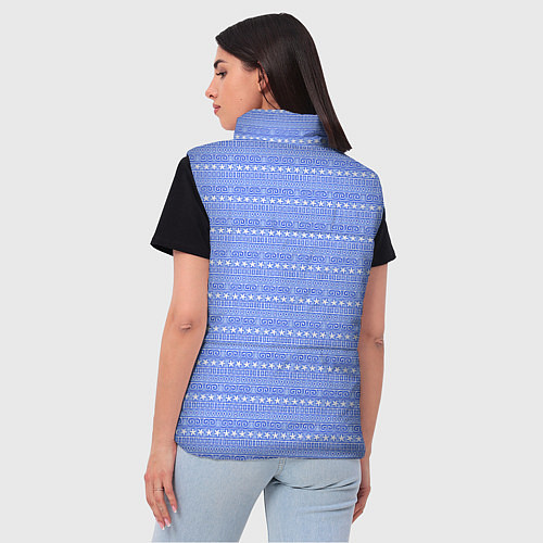 Женский жилет Бело-голубой простой узор / 3D-Черный – фото 4
