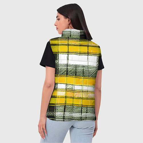 Женский жилет Чёрные полосы на жёлто-белом фоне / 3D-Светло-серый – фото 4