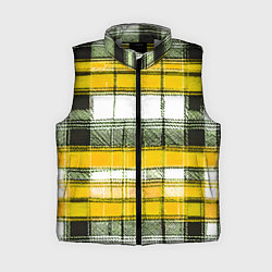 Женский жилет Чёрные полосы на жёлто-белом фоне, цвет: 3D-светло-серый