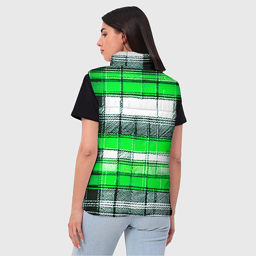 Женский жилет Чёрные полосы на зелёном-белом фоне / 3D-Черный – фото 4