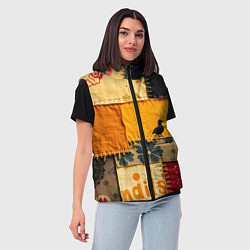 Женский жилет Пэчворк с птичкой, цвет: 3D-красный — фото 2
