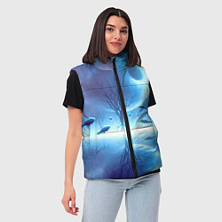Женский жилет Луна и рыбы - нейроарт фантазия, цвет: 3D-черный — фото 2
