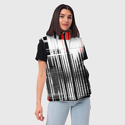 Женский жилет Красно-чёрный гранж на белом фоне, цвет: 3D-черный — фото 2