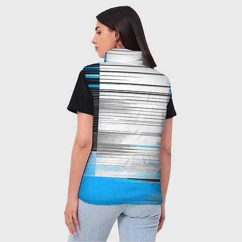 Женский жилет Чёрные вертикальные полосы на сине-белом фоне / 3D-Черный – фото 4