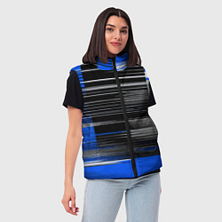 Женский жилет Белые вертикальные полосы на чёрно-синем фоне, цвет: 3D-красный — фото 2