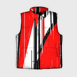 Женский жилет Чёрно-белые вертикальные полосы на красном фоне, цвет: 3D-черный