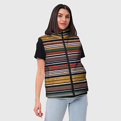 Женский жилет Жёлто-зелёный текстурные полосы, цвет: 3D-черный — фото 2