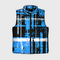 Женский жилет Сине-белый гранж на чёрном фоне, цвет: 3D-черный