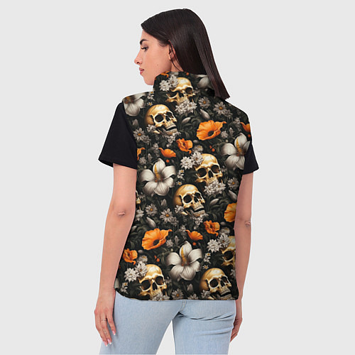 Женский жилет Маки и черепа / 3D-Черный – фото 4