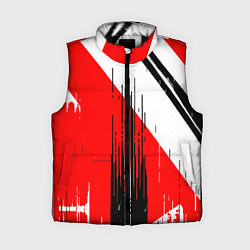 Женский жилет Вертикальные чёрные линии на красно-белом фоне, цвет: 3D-черный