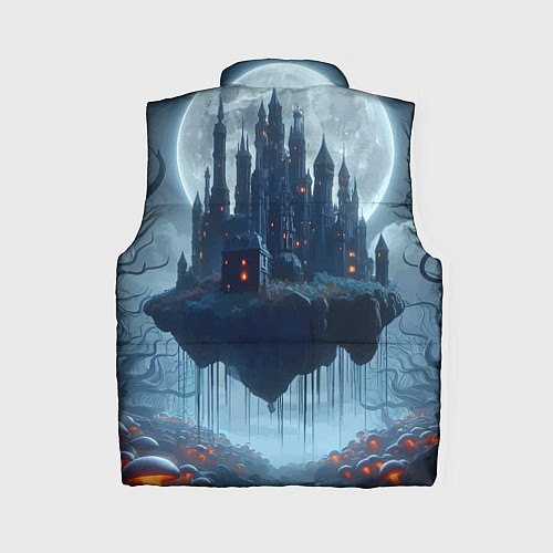 Женский жилет Замок Дракулы и неоновые грибы - нейроарт фантазия / 3D-Светло-серый – фото 2