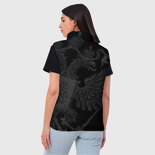 Женский жилет Герб России - черный минимализм / 3D-Черный – фото 4