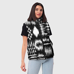 Женский жилет Штриховка - геометрическая абстракция, цвет: 3D-черный — фото 2