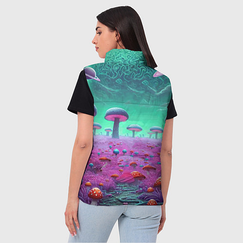 Женский жилет Рик и Морту на сказочной грибной планете - нейроар / 3D-Черный – фото 4