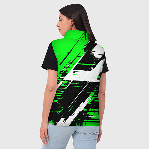 Женский жилет Diagonal black and white stripes on a green backgr / 3D-Красный – фото 4