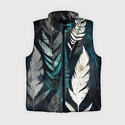 Женский жилет Перья и листья, цвет: 3D-черный