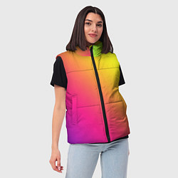 Женский жилет Градиент зелёно-фиолетовый насыщенный, цвет: 3D-черный — фото 2