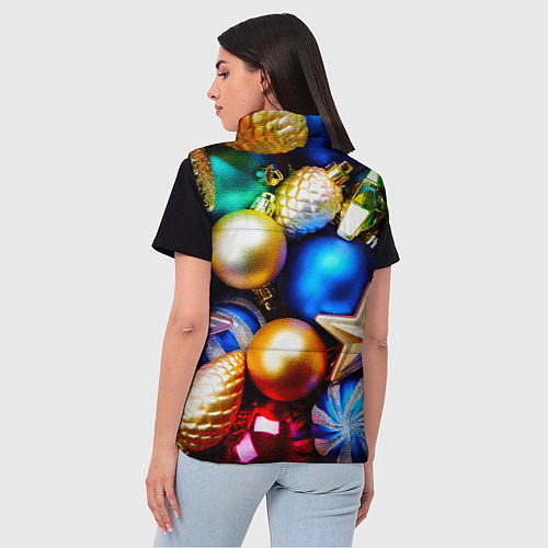 Женский жилет Новогодние украшения / 3D-Светло-серый – фото 4