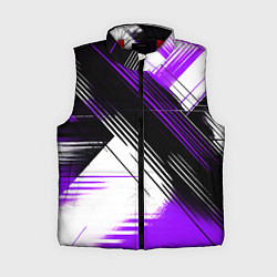 Женский жилет Диагональные фиолетово-чёрные линии на белом фоне, цвет: 3D-красный