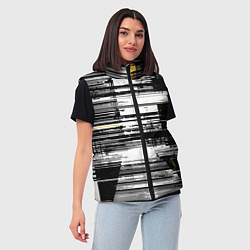 Женский жилет Горизонтальные чёрные линии на бело-жёлтом фоне, цвет: 3D-светло-серый — фото 2