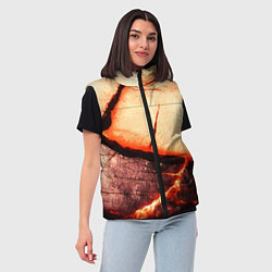 Женский жилет Трещины на абстрактном красном фоне, цвет: 3D-красный — фото 2