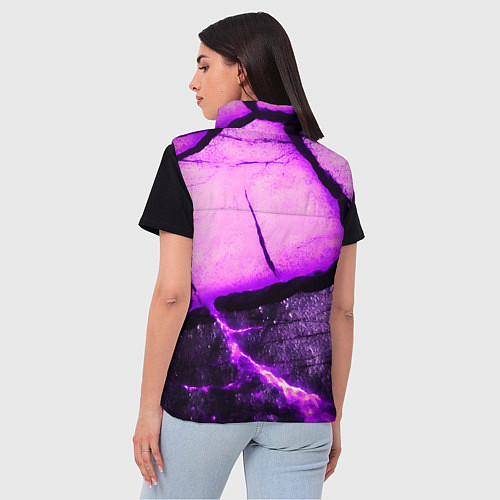 Женский жилет Трещины на абстрактном фиолетовом фоне / 3D-Черный – фото 4