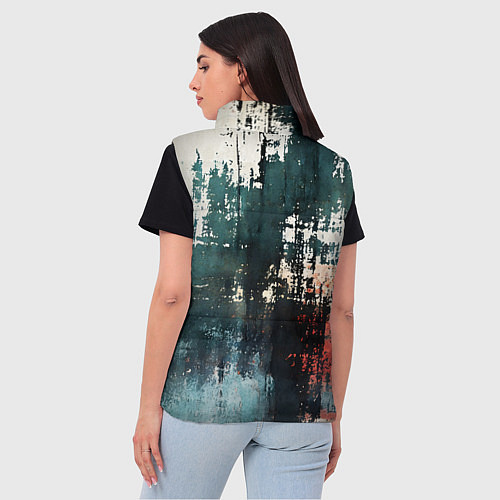 Женский жилет Чёрно-красная ржавчина на белом фоне / 3D-Черный – фото 4